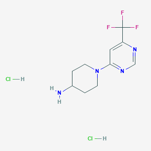 molecular formula C10H15Cl2F3N4 B2710594 1-[6-(三氟甲基)嘧啶-4-基]哌啶-4-胺二氯化物 CAS No. 1329672-94-7
