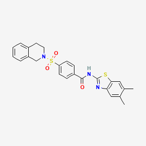 molecular formula C25H23N3O3S2 B2710603 4-((3,4-dihydroisoquinolin-2(1H)-yl)sulfonyl)-N-(5,6-dimethylbenzo[d]thiazol-2-yl)benzamide CAS No. 886928-33-2