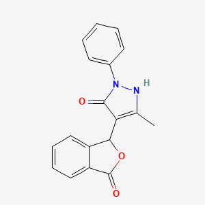 molecular formula C18H14N2O3 B2710609 3-(5-hydroxy-3-methyl-1-phenyl-1H-pyrazol-4-yl)isobenzofuran-1(3H)-one CAS No. 884221-80-1