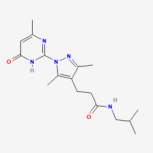 molecular formula C17H25N5O2 B2710635 3-(3,5-dimethyl-1-(4-methyl-6-oxo-1,6-dihydropyrimidin-2-yl)-1H-pyrazol-4-yl)-N-isobutylpropanamide CAS No. 1171939-03-9