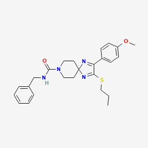 molecular formula C25H30N4O2S B2710636 N-苄基-2-(4-甲氧基苯基)-3-(丙硫基)-1,4,8-三氮杂螺[4.5]癸-1,3-二烯-8-羧酰胺 CAS No. 894888-15-4