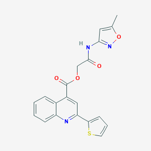 molecular formula C20H15N3O4S B271064 2-[(5-Methyl-3-isoxazolyl)amino]-2-oxoethyl 2-(2-thienyl)-4-quinolinecarboxylate 
