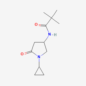 molecular formula C12H20N2O2 B2710640 N-(1-cyclopropyl-5-oxopyrrolidin-3-yl)pivalamide CAS No. 1396859-00-9