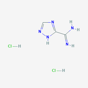 molecular formula C3H7Cl2N5 B2710641 1H-1,2,4-Triazole-5-carboximidamide;dihydrochloride CAS No. 2408965-27-3
