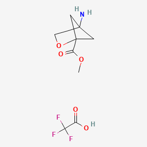 molecular formula C9H12F3NO5 B2710642 甲基-4-氨基-2-氧代-双环[2.1.1]己烷-1-羧酸乙酯;2,2,2-三氟乙酸 CAS No. 2580210-30-4