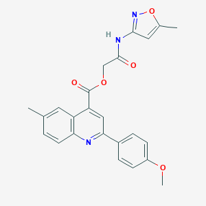 molecular formula C24H21N3O5 B271065 2-[(5-Methyl-3-isoxazolyl)amino]-2-oxoethyl 2-(4-methoxyphenyl)-6-methyl-4-quinolinecarboxylate 