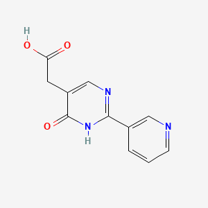molecular formula C11H9N3O3 B2710654 2-(6-Oxo-2-(pyridin-3-yl)-1,6-dihydropyrimidin-5-yl)acetic acid CAS No. 1210360-87-4