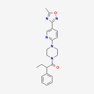 molecular formula C22H25N5O2 B2710655 1-(4-(5-(5-Methyl-1,2,4-oxadiazol-3-yl)pyridin-2-yl)piperazin-1-yl)-2-phenylbutan-1-one CAS No. 1219912-67-0