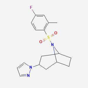 (1R,5S)-8-((4-fluoro-2-methylphenyl)sulfonyl)-3-(1H-pyrazol-1-yl)-8-azabicyclo[3.2.1]octane