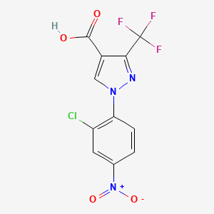 molecular formula C11H5ClF3N3O4 B2710663 1-(2-Chloro-4-nitrophenyl)-3-(trifluoromethyl)pyrazole-4-carboxylic acid CAS No. 1975118-57-0