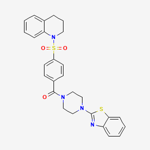 molecular formula C27H26N4O3S2 B2710669 (4-(benzo[d]thiazol-2-yl)piperazin-1-yl)(4-((3,4-dihydroquinolin-1(2H)-yl)sulfonyl)phenyl)methanone CAS No. 681162-59-4
