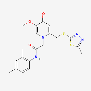 molecular formula C20H22N4O3S2 B2710677 N-(2,4-dimethylphenyl)-2-(5-methoxy-2-(((5-methyl-1,3,4-thiadiazol-2-yl)thio)methyl)-4-oxopyridin-1(4H)-yl)acetamide CAS No. 932963-47-8