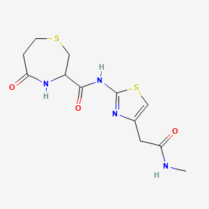 molecular formula C12H16N4O3S2 B2710682 N-(4-(2-(methylamino)-2-oxoethyl)thiazol-2-yl)-5-oxo-1,4-thiazepane-3-carboxamide CAS No. 1396554-92-9