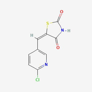 molecular formula C9H5ClN2O2S B2710683 (5E)-5-[(6-chloropyridin-3-yl)methylidene]-1,3-thiazolidine-2,4-dione CAS No. 329695-22-9