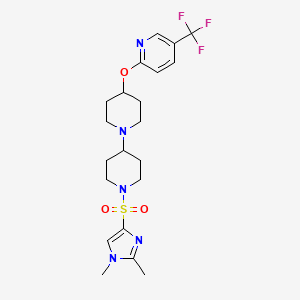 molecular formula C21H28F3N5O3S B2710696 1'-[(1,2-dimethyl-1H-imidazol-4-yl)sulfonyl]-4-{[5-(trifluoromethyl)pyridin-2-yl]oxy}-1,4'-bipiperidine CAS No. 2097934-87-5