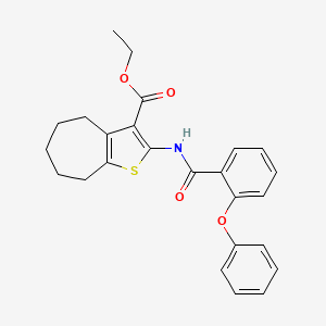 molecular formula C25H25NO4S B2710706 ethyl 2-(2-phenoxybenzamido)-5,6,7,8-tetrahydro-4H-cyclohepta[b]thiophene-3-carboxylate CAS No. 477504-76-0