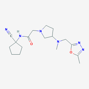 molecular formula C17H26N6O2 B2710724 N-(1-cyanocyclopentyl)-2-(3-{methyl[(5-methyl-1,3,4-oxadiazol-2-yl)methyl]amino}pyrrolidin-1-yl)acetamide CAS No. 1394652-60-8