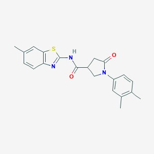 molecular formula C21H21N3O2S B271074 1-(3,4-dimethylphenyl)-N-(6-methyl-1,3-benzothiazol-2-yl)-5-oxo-3-pyrrolidinecarboxamide 