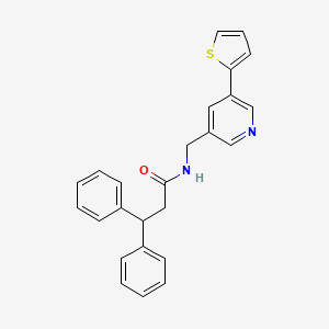 molecular formula C25H22N2OS B2710753 3,3-diphenyl-N-((5-(thiophen-2-yl)pyridin-3-yl)methyl)propanamide CAS No. 2034596-59-1
