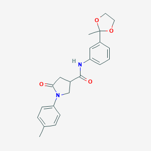 molecular formula C22H24N2O4 B271076 N-[3-(2-methyl-1,3-dioxolan-2-yl)phenyl]-1-(4-methylphenyl)-5-oxo-3-pyrrolidinecarboxamide 