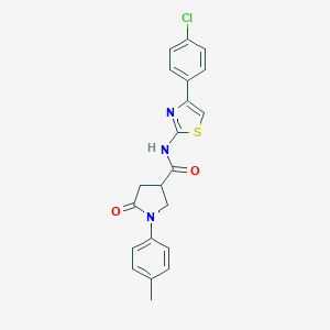 molecular formula C21H18ClN3O2S B271077 N-[4-(4-chlorophenyl)-1,3-thiazol-2-yl]-1-(4-methylphenyl)-5-oxo-3-pyrrolidinecarboxamide 