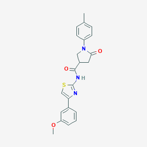 molecular formula C22H21N3O3S B271078 N-[4-(3-methoxyphenyl)-1,3-thiazol-2-yl]-1-(4-methylphenyl)-5-oxo-3-pyrrolidinecarboxamide 