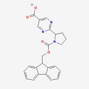 molecular formula C24H21N3O4 B2710813 2-(1-{[(9H-芴-9-基)甲氧基]羰基}吡咯啉-2-基)嘧啶-5-羧酸 CAS No. 2155855-74-4