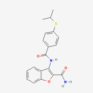 molecular formula C19H18N2O3S B2710818 3-(4-(Isopropylthio)benzamido)benzofuran-2-carboxamide CAS No. 941932-19-0