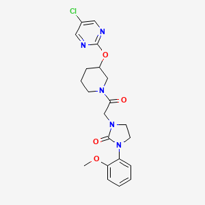 molecular formula C21H24ClN5O4 B2710825 1-(2-(3-((5-Chloropyrimidin-2-yl)oxy)piperidin-1-yl)-2-oxoethyl)-3-(2-methoxyphenyl)imidazolidin-2-one CAS No. 2034579-71-8
