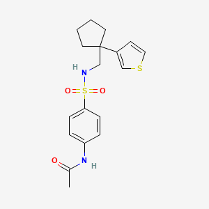 molecular formula C18H22N2O3S2 B2710828 N-(4-(N-((1-(thiophen-3-yl)cyclopentyl)methyl)sulfamoyl)phenyl)acetamide CAS No. 2034452-00-9