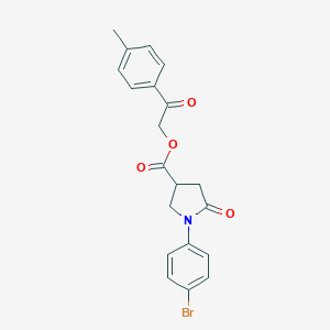 molecular formula C20H18BrNO4 B271083 2-(4-Methylphenyl)-2-oxoethyl 1-(4-bromophenyl)-5-oxo-3-pyrrolidinecarboxylate 