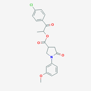 molecular formula C21H20ClNO5 B271084 1-(4-Chlorophenyl)-1-oxopropan-2-yl 1-(3-methoxyphenyl)-5-oxopyrrolidine-3-carboxylate 