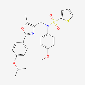 molecular formula C25H26N2O5S2 B2710840 N-((2-(4-异丙氧基苯基)-5-甲氧基噁唑-4-基)甲基)-N-(4-甲氧基苯基)噻吩-2-磺酰胺 CAS No. 1251614-39-7