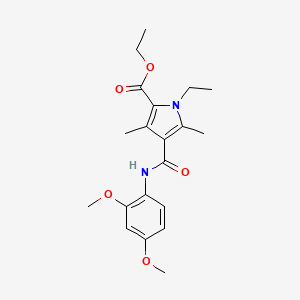 molecular formula C20H26N2O5 B2710844 乙酸-4-((2,4-二甲氧基苯基)氨基甲酰)-1-乙基-3,5-二甲基-1H-吡咯-2-羧酸酯 CAS No. 863006-99-9