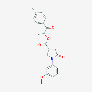 molecular formula C22H23NO5 B271085 1-(4-Methylphenyl)-1-oxopropan-2-yl 1-(3-methoxyphenyl)-5-oxopyrrolidine-3-carboxylate 
