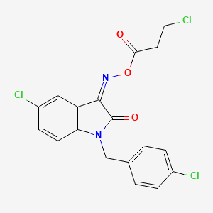 [(Z)-[5-chloro-1-[(4-chlorophenyl)methyl]-2-oxoindol-3-ylidene]amino] 3-chloropropanoate