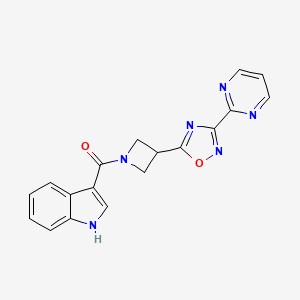 molecular formula C18H14N6O2 B2710866 (1H-indol-3-yl)(3-(3-(pyrimidin-2-yl)-1,2,4-oxadiazol-5-yl)azetidin-1-yl)methanone CAS No. 1324506-50-4