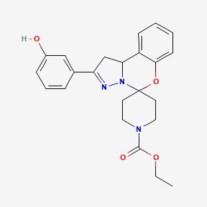 molecular formula C23H25N3O4 B2710873 乙酸2-(3-羟基苯基)-1,10b-二氢螺[苯并[e]吡唑啉[1,5-c][1,3]噁嗪-5,4'-哌啶]-1'-羧酯 CAS No. 899972-12-4
