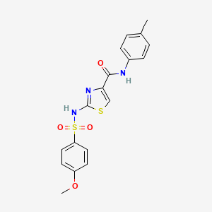 molecular formula C18H17N3O4S2 B2710879 2-(4-甲氧基苯基磺酰氨基)-N-(对甲苯基)噻唑-4-甲酰胺 CAS No. 1021098-18-9