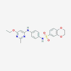 molecular formula C21H22N4O5S B2710883 N-(4-((6-乙氧-2-甲基嘧啶-4-基)氨基)苯基)-2,3-二氢苯并[b][1,4]二氧杂环己烷-6-磺酰胺 CAS No. 946274-14-2