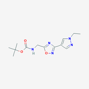 molecular formula C13H19N5O3 B2710884 叔丁基((3-(1-乙基-1H-吡唑-4-基)-1,2,4-噁二唑-5-基)甲基)氨基甲酸酯 CAS No. 2034153-36-9