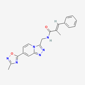 molecular formula C20H18N6O2 B2710888 (E)-2-甲基-N-{[7-(3-甲基-1,2,4-噁二唑-5-基)[1,2,4]三唑并[4,3-a]吡啶-3-基]甲基}-3-苯基-2-丙烯酰胺 CAS No. 1776051-43-4