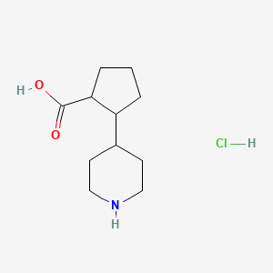 molecular formula C11H20ClNO2 B2710894 2-哌啶-4-基环戊烷-1-甲酸；盐酸盐 CAS No. 2247103-01-9