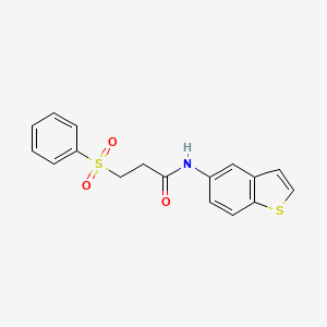 molecular formula C17H15NO3S2 B2710896 3-(苯甲磺酰基)-N-(1-苯并噻吩-5-基)丙酰胺 CAS No. 868676-50-0