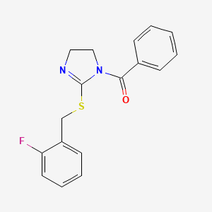 molecular formula C17H15FN2OS B2710902 (2-((2-氟苯甲硫基)-4,5-二氢-1H-咪唑-1-基)(苯基)甲酮 CAS No. 851806-69-4