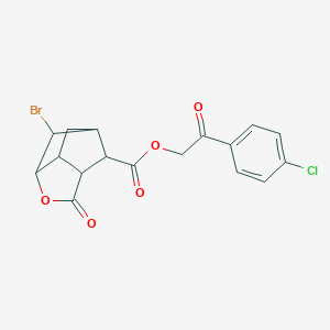 molecular formula C17H14BrClO5 B271091 2-(4-chlorophenyl)-2-oxoethyl 6-bromo-2-oxohexahydro-2H-3,5-methanocyclopenta[b]furan-7-carboxylate 