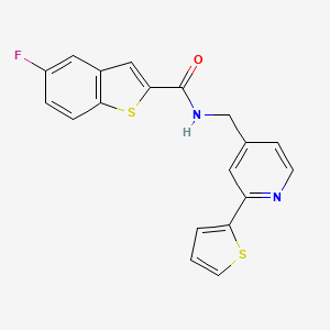B2710911 5-fluoro-N-((2-(thiophen-2-yl)pyridin-4-yl)methyl)benzo[b]thiophene-2-carboxamide CAS No. 2034545-96-3