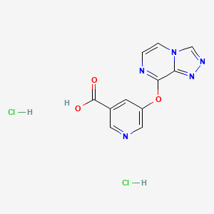 molecular formula C11H9Cl2N5O3 B2710919 5-{[1,2,4]Triazolo[4,3-a]pyrazin-8-yloxy}pyridine-3-carboxylic acid dihydrochloride CAS No. 1421604-47-8
