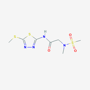 molecular formula C7H12N4O3S3 B2710924 2-(N-methylmethylsulfonamido)-N-(5-(methylthio)-1,3,4-thiadiazol-2-yl)acetamide CAS No. 1251542-67-2