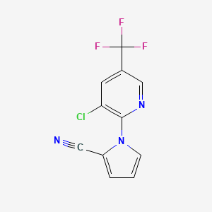 molecular formula C11H5ClF3N3 B2710929 1-[3-chloro-5-(trifluoromethyl)-2-pyridinyl]-1H-pyrrole-2-carbonitrile CAS No. 321430-75-5